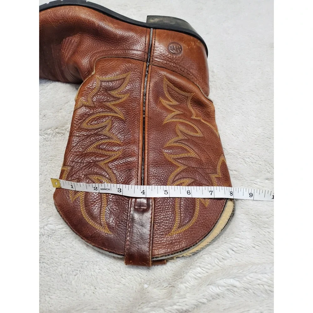 Double H Tan Brown Leather Stitched Western Cowboy Boot 12 D Boho Festival Rodeo